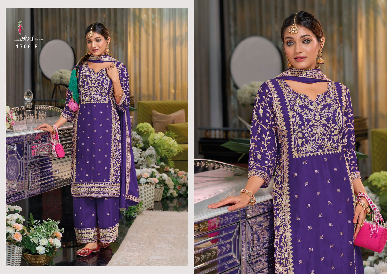 Shayoni Colour Edition 2 By Eba Chinon Embroidery Readymade Suits Suppliers In India